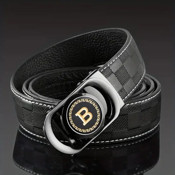 The Checkerboard Leather Belt: A Stylish and Practical Accessory for Men - Picture 3 of 7